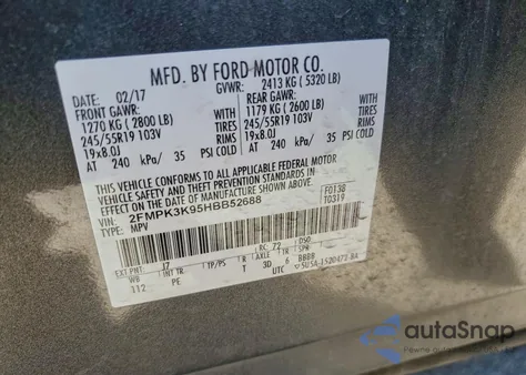 2017 Ford Edge Titanium from USA, damaged, VIN 2FMPK3K95HBB52688